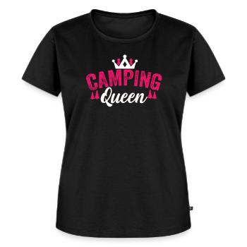 Camping Queen - Frauen Premium Bio T-Shirt - Schwarz - Vorne - Selfina (174cm)