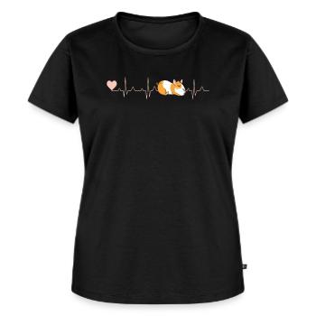 Ein Herz Für Nager Meerschweinchen Herzschlag - Frauen Premium Bio T-Shirt - Schwarz - Vorne - Selfina (174cm)