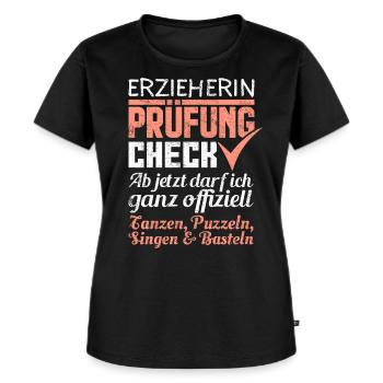 Erzieherin Abschluss Prüfung bestanden - Frauen Premium Bio T-Shirt - Schwarz - Vorne - Selfina (174cm)