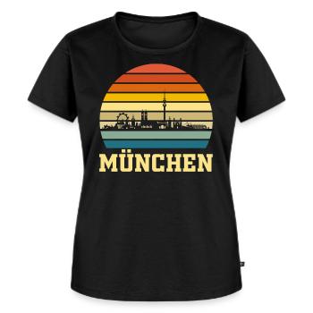 München Retro - Frauen Premium Bio T-Shirt - Schwarz - Vorne - Selfina (174cm)