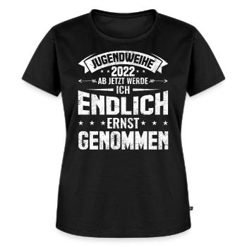 Jugendweihe 2022 | Jugendweihe Geschenk - Frauen Premium Bio T-Shirt - Schwarz - Vorne - Selfina (174cm)