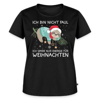 Weihnachten Faultier Christmas Sweater Ugly - Frauen Premium Bio T-Shirt - Schwarz - Vorne - Selfina (174cm)