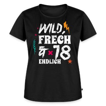 Geschenk 18 Geburtstag Erwachsen Achtzehn - Frauen Premium Bio T-Shirt - Schwarz - Vorne - Selfina (174cm)