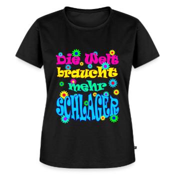 Schlagerparty - Die Welt braucht mehr Schlager - Frauen Premium Bio T-Shirt - Schwarz - Vorne - Selfina (174cm)