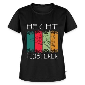 Hecht Flüsterer Angler Hechte Angeln - Frauen Premium Bio T-Shirt - Schwarz - Vorne - Selfina (174cm)