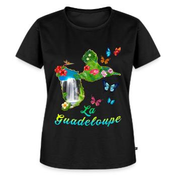 Guadeloupe Ile Papillon Rivières Tropicale - T-shirt Premium bio Femme - noir - Devant - Selfina (174cm)