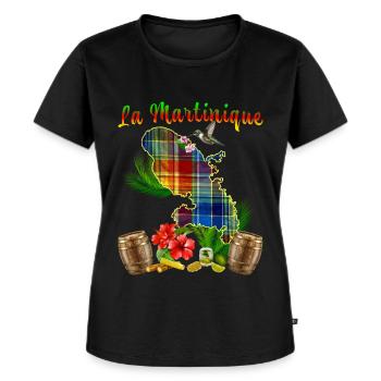 Martinique Madras tropicale Rhum Ti Punch - T-shirt Premium bio Femme - noir - Devant - Selfina (174cm)