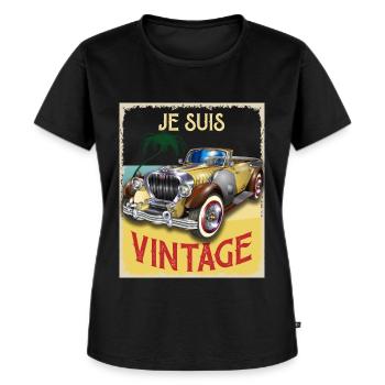 Je Suis Vintage Auto Rétro Homme Papa Maman - T-shirt Premium bio Femme - noir - Devant - Selfina (174cm)