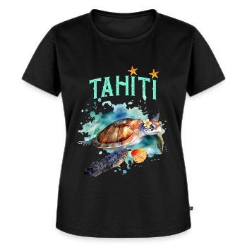 Belle Tortue De Mer Coquillage Tahiti Polynésie - T-shirt Premium bio Femme - noir - Devant - Selfina (174cm)