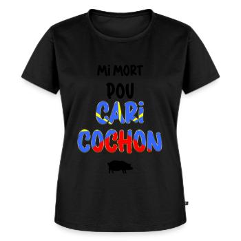 Réunion Island Flag Kreolische Küche Curry Schwein - Frauen Premium Bio T-Shirt - Schwarz - Vorne - Selfina (174cm)