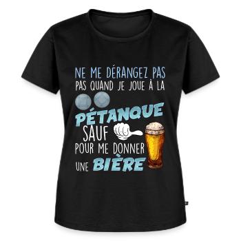 La Pétanque et la Bière Humour Papa Papy - T-shirt Premium bio Femme - noir - Devant - Selfina (174cm)