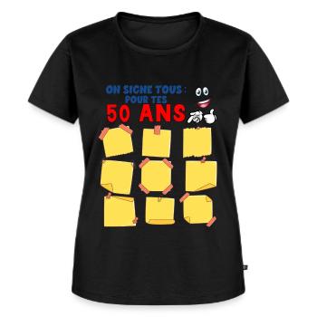 On Signe Anniversaire 50 Ans Homme Femme - T-shirt Premium bio Femme - noir - Devant - Selfina (174cm)