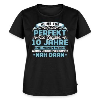 Ehepaar 10. Hochzeitstag Rosenhochzeit Geschenk - Frauen Premium Bio T-Shirt - Schwarz - Vorne - Selfina (174cm)