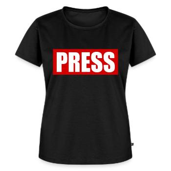 Press - Women's Premium Organic T-shirt - black - Front - Selfina (174cm)