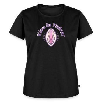 Feministin Viva la Vulva Protest Girls Support Fun - Frauen Premium Bio T-Shirt - Schwarz - Vorne - Selfina (174cm)