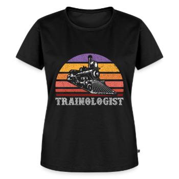 Zugführer Lokomotive - Frauen Premium Bio T-Shirt - Schwarz - Vorne - Selfina (174cm)