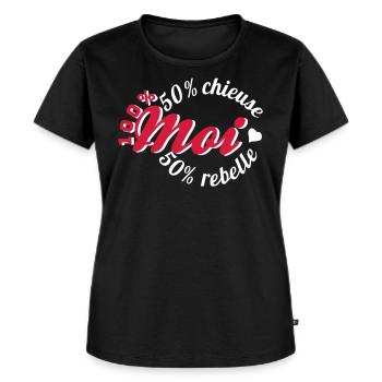 Moi, Chieuse et Rebelle à la fois.  - T-shirt Premium bio Femme - noir - Devant - Selfina (174cm)