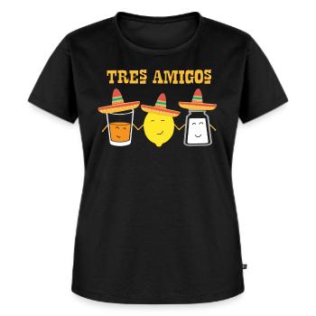 Tequila Freunde , Salz,Limone oder Zitrone und - Frauen Premium Bio T-Shirt - Schwarz - Vorne - Selfina (174cm)
