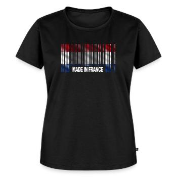 Fabriqué en France Barcode Gift France - T-shirt Premium bio Femme - noir - Devant - Selfina (174cm)