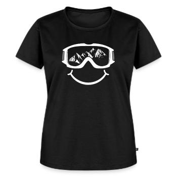 SMILE Mountains are calling - Frauen Premium Bio T-Shirt - Schwarz - Vorne - Selfina (174cm)