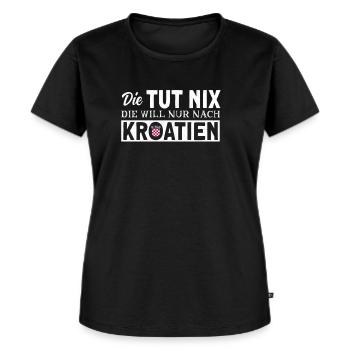 Will nach Kroatien Urlaub I Camping am Meer Partne - Frauen Premium Bio T-Shirt - Schwarz - Vorne - Selfina (174cm)