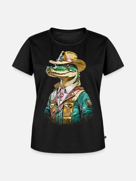 Krokodil Vaquero - Frauen Premium Bio T-Shirt - Schwarz