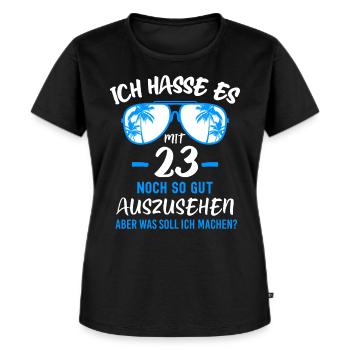 23. Geburtstag 23 - Frauen Premium Bio T-Shirt - Schwarz - Vorne - Selfina (174cm)