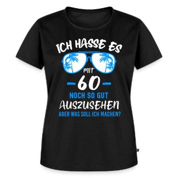60. Geburtstag 60 - Frauen Premium Bio T-Shirt - Schwarz - Vorne - Selfina (174cm)