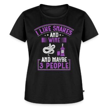J’aime les serpents et le vin et peut-être 3 personnes serpent - T-shirt Premium bio Femme - noir - Devant - Selfina (174cm)
