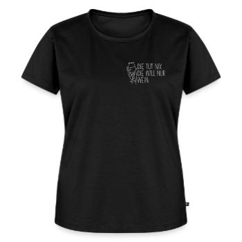 Die Tut Nix Die Will Nur Wein Weinfest - Frauen Premium Bio T-Shirt - Schwarz - Vorne - Selfina (174cm)