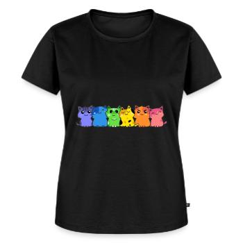 LGBT Katze Regenbogen schwul lesbisch Kätzchen - Frauen Premium Bio T-Shirt - Schwarz - Vorne - Selfina (174cm)