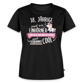 Geburtstag 18 Geburtstag Einhorn Spruch Party - Frauen Premium Bio T-Shirt - Schwarz - Vorne - Selfina (174cm)