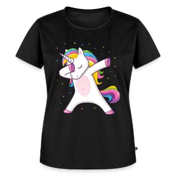 Dabbing Licorne Idée cadeau Dabbing Unicorn - T-shirt Premium bio Femme - noir - Devant - Selfina (174cm)