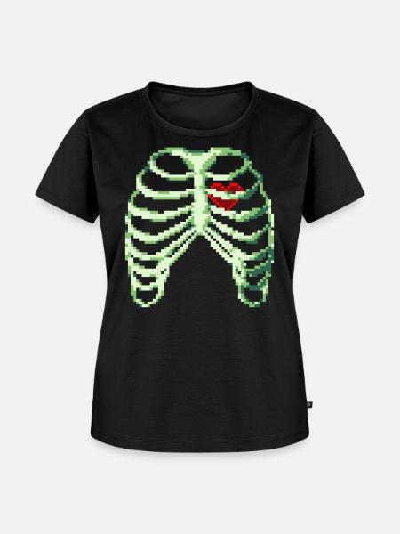 8bit Heart - Frauen Premium Bio T-Shirt - Schwarz
