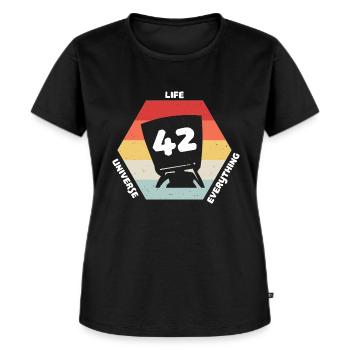 42 Is The Answer Antwort Auf Alles Leben Universum - Frauen Premium Bio T-Shirt - Schwarz - Vorne - Selfina (174cm)