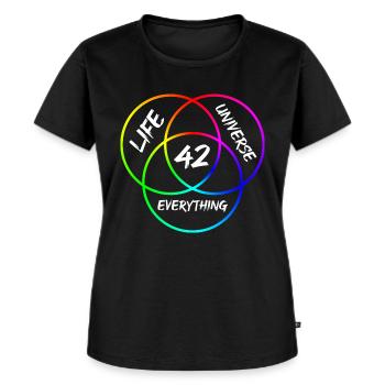 Antwort 42 - Frauen Premium Bio T-Shirt - Schwarz - Vorne - Selfina (174cm)