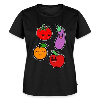 Bébé Légumes Fruits - T-shirt Premium bio Femme - noir - Devant - Selfina (174cm)