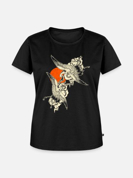 Kraniche - Japanische Kunst - Frauen Premium Bio T-Shirt - Schwarz