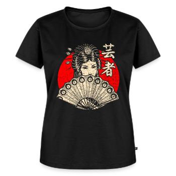 Geisha du Japon - T-shirt Premium bio Femme - noir - Devant - Selfina (174cm)