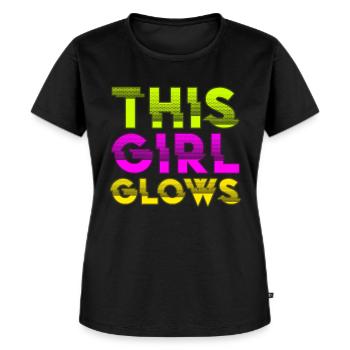 This Girl Glows Party 80er vintage farbenfrohes - Frauen Premium Bio T-Shirt - Schwarz - Vorne - Selfina (174cm)