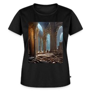 Griechische Mythology Tempel Ruinen Griechenland - Frauen Premium Bio T-Shirt - Schwarz - Vorne - Selfina (174cm)