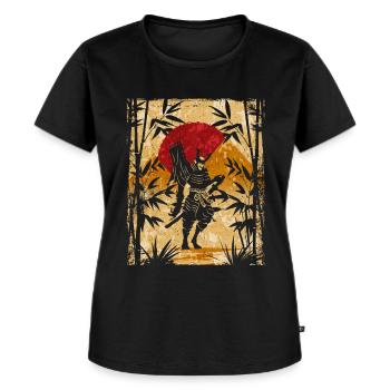 Samurai Japanese Art Vintage Fighter Retro - Women's Premium Organic T-shirt - black - Front - Selfina (174cm)