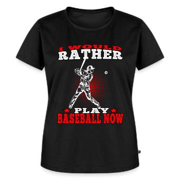 rather play Baseball Baseballer Baseballspieler - Frauen Premium Bio T-Shirt - Schwarz - Vorne - Selfina (174cm)
