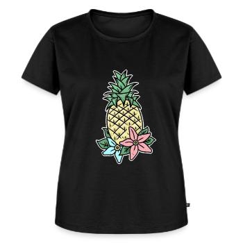 Orchidee Ananas Kahlo Kunst Hawaii Geschenkidee - Frauen Premium Bio T-Shirt - Schwarz - Vorne - Selfina (174cm)