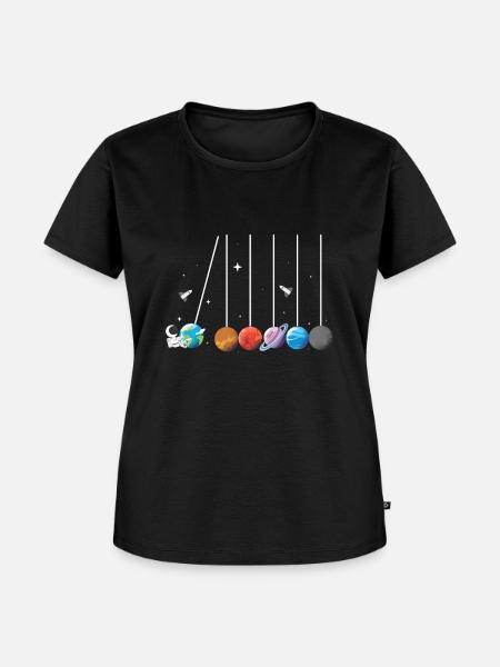 Weltraum Astronaut Pendel Rakete Sonnensystem - Frauen Premium Bio T-Shirt - Schwarz