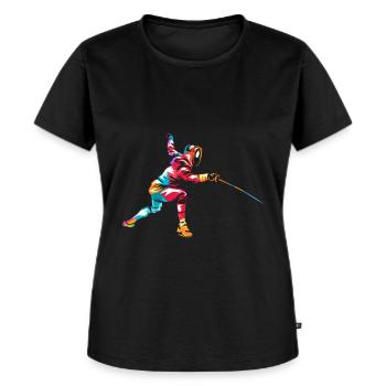 Fecht Geschenk - Frauen Premium Bio T-Shirt - Schwarz - Vorne - Selfina (174cm)