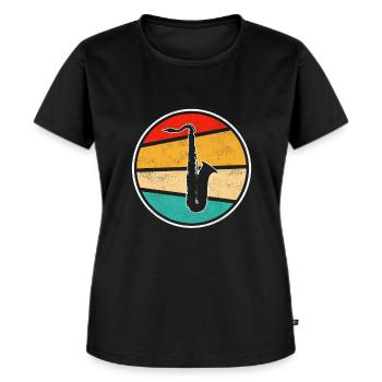 Saxophon Retro - Frauen Premium Bio T-Shirt - Schwarz - Vorne - Selfina (174cm)