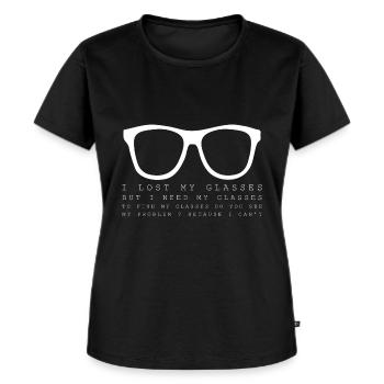 Lustig Brille Nerd Spruch lustig - Frauen Premium Bio T-Shirt - Schwarz - Vorne - Selfina (174cm)