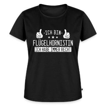 Flügelhornistin Flügelhorn Horn Instrument Spruch - Frauen Premium Bio T-Shirt - Schwarz - Vorne - Selfina (174cm)