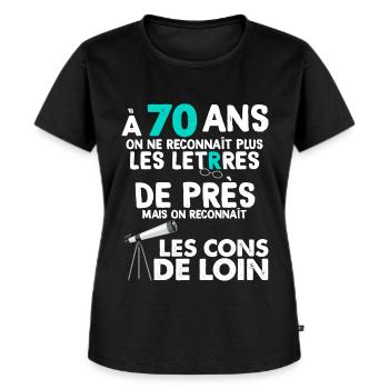 70e anniversaire 70 Ans Homme Femme - T-shirt Premium bio Femme - noir - Devant - Selfina (174cm)